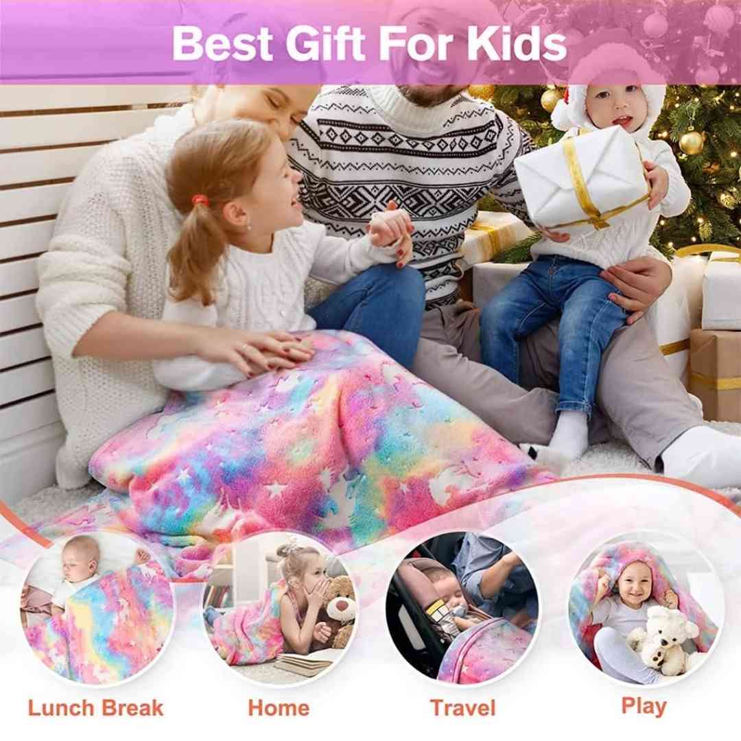 Famyo pink unicorn glow blanket – 200x152 cm of cozy glowing comfort
