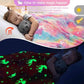Pink AC blanket for kids – unicorn print with stars that shine in dark
