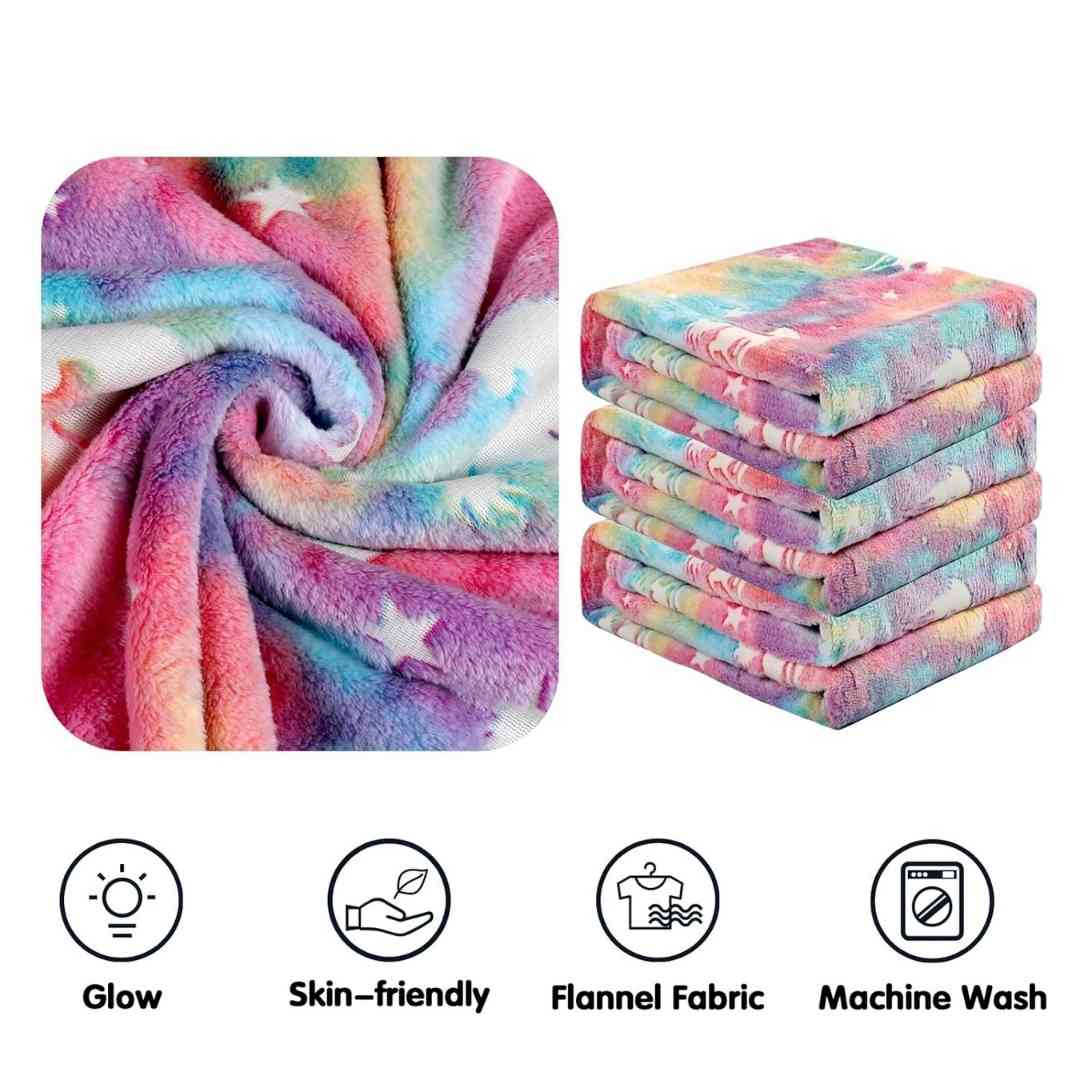 Magical pink unicorn glow blanket – soft microfiber for 0–15 yrs