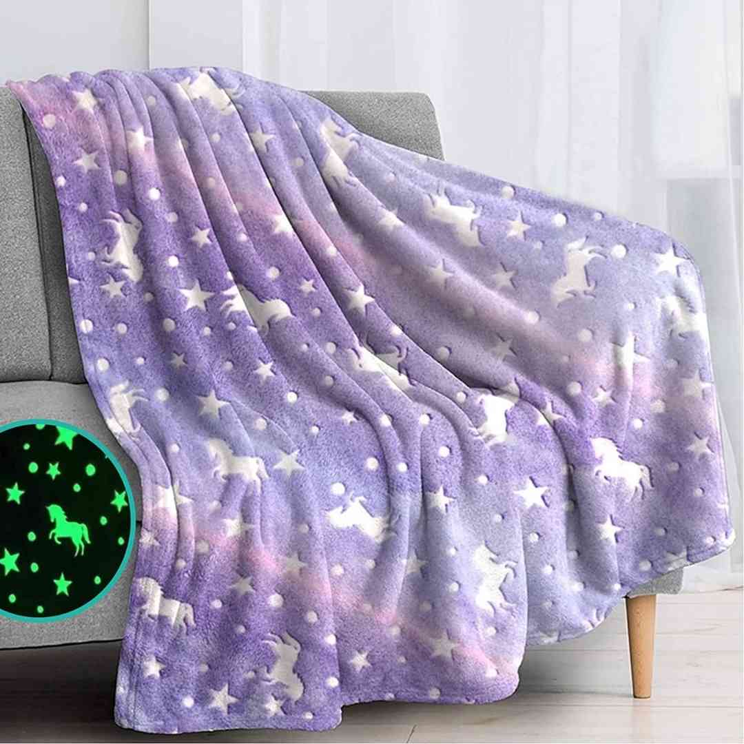 Purple Unicorn Blanket, 0-15 years | Glow in The Dark Blanket for Kids | Ultra-soft & Lightweight Blanket Famyo Shop WH