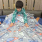 Unicorn + rocket spaceship kids blanket set – glow in dark flannel comfort