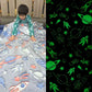 Famyo blanket set – 200x152 cm glow in the dark blankets with unicorn and spaceship