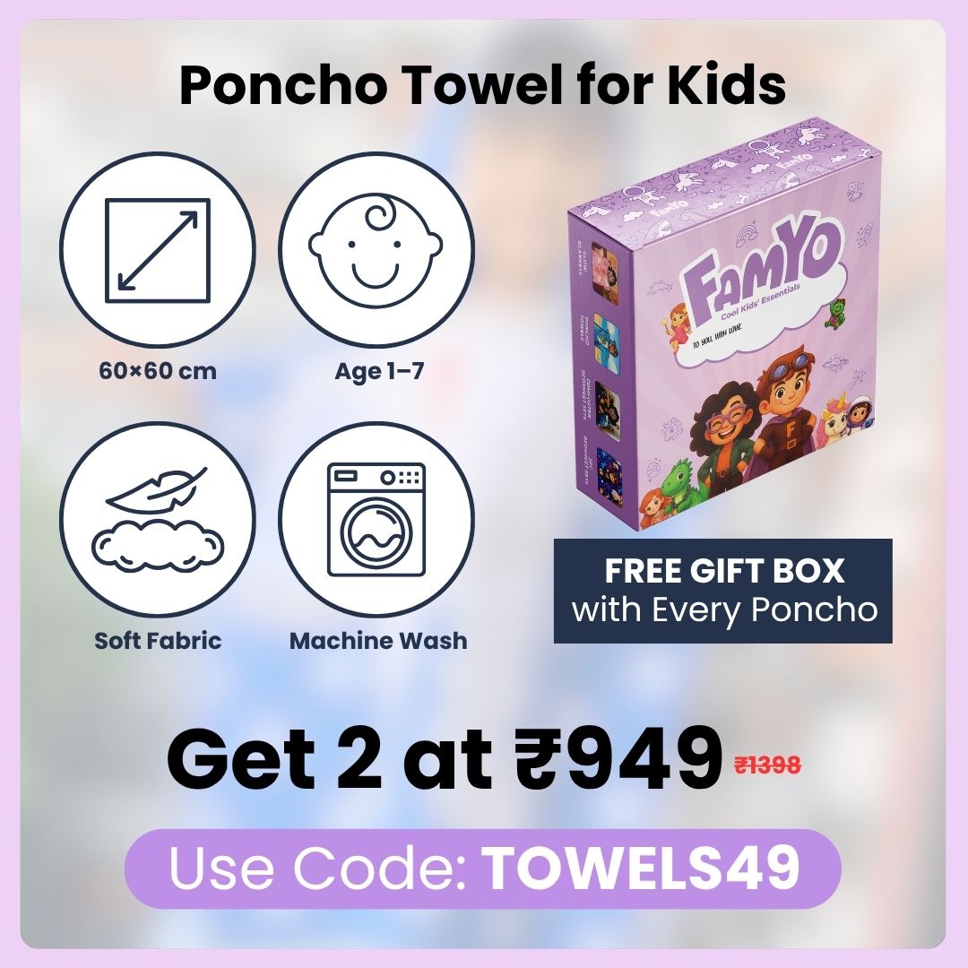 Pink Unicorn Poncho Bath Towel for Kids, 1-7 years | Quick-Drying Microfiber Kids Towel Famyo Shop WH