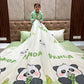 4pc/5pc King Bedding Set- Comforter Cover, Fitted Bedsheet, 2 Pillow Covers, Comforter Green Panda Famyo