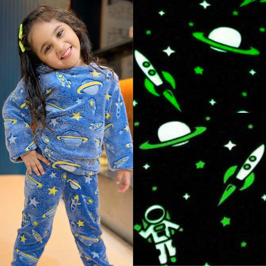 Astronaut Glow in the Dark Kids' Pajamas (4-10 Years) | Cute Summer Night Suits