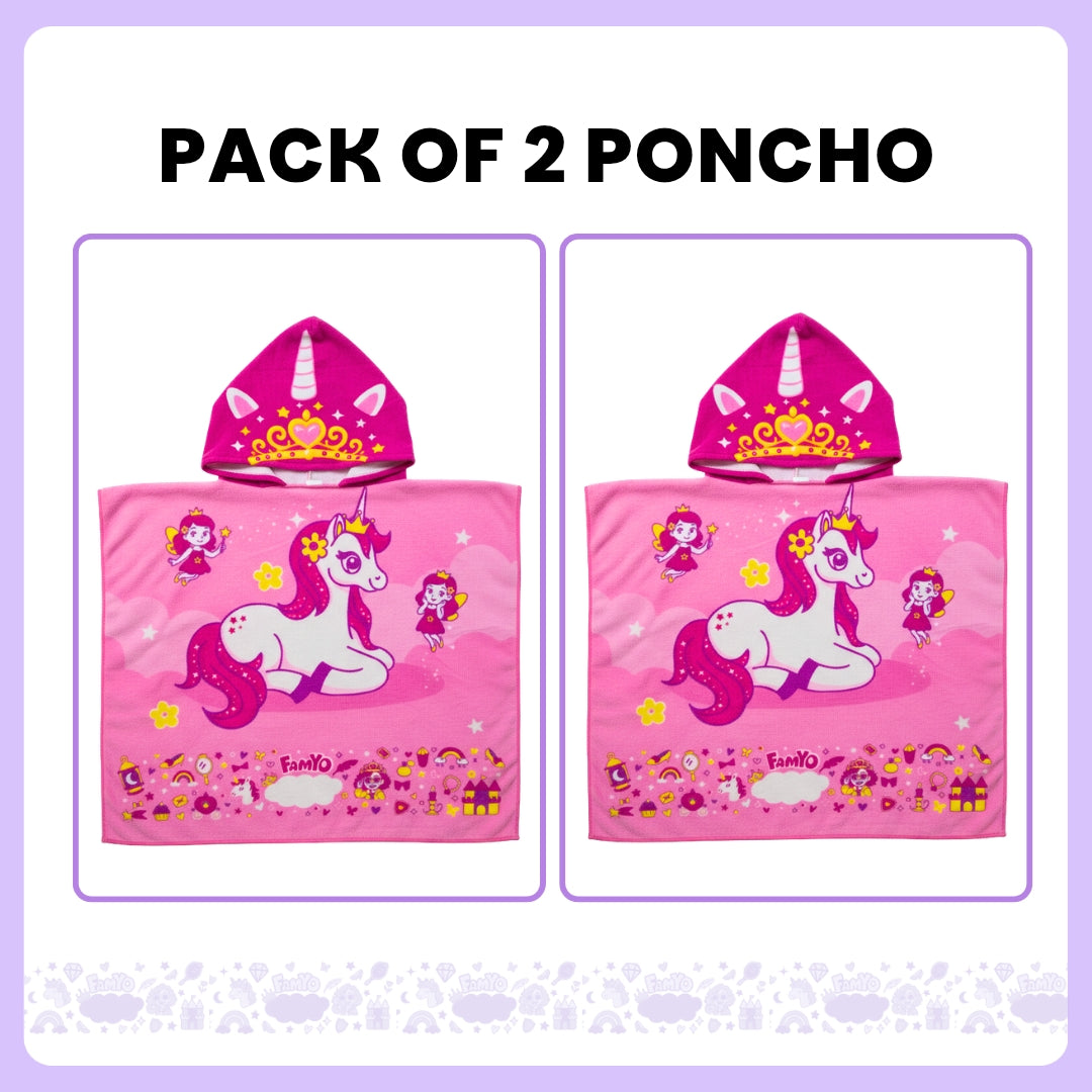 Set of 2 – June the Unicorn Kids Towel from Famyo Hood Maxx Series – Ultra-Soft Kids Hooded Towel for Ages 0–7 | Perfect Gift for Kids