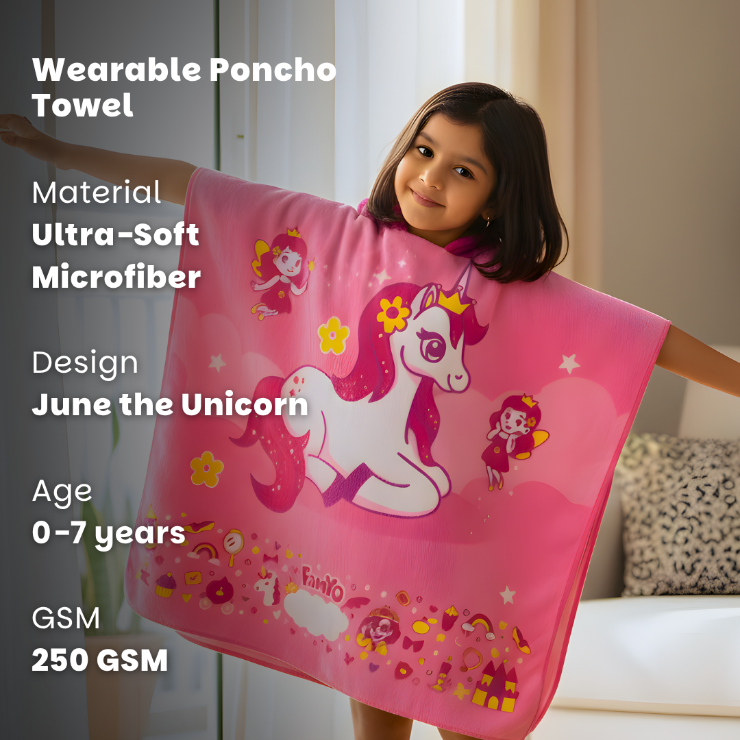 Famyo Unicorn Poncho hooded towel for kids 