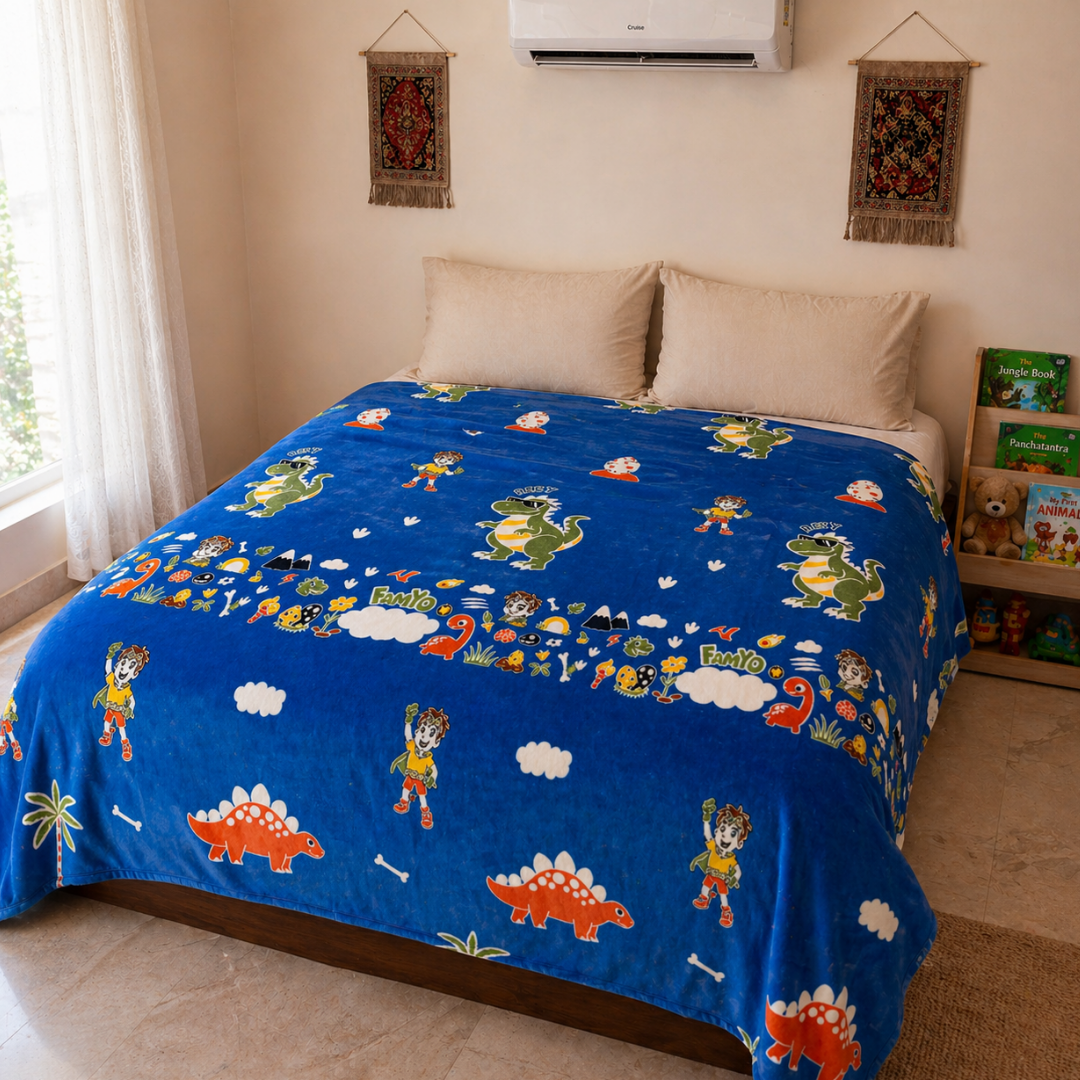 Famyo Rexy Dinosaur Glow in the dark blanket - all season blanket for kids