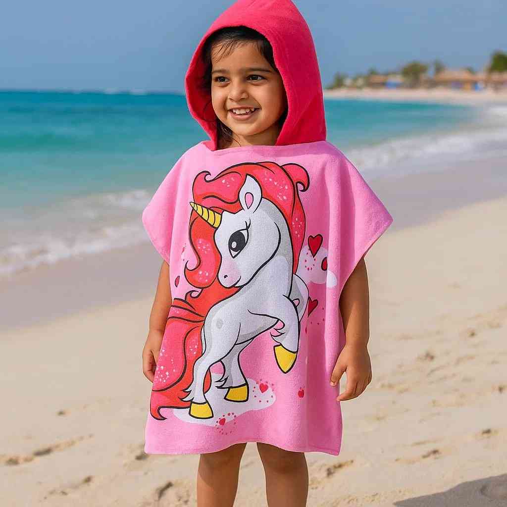 Pink Unicorn Poncho Towel for kids - Famyo towel