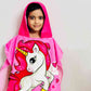 Pink Unicorn Poncho Bath Towel for Kids, 1-7 years | Quick-Drying Microfiber Kids Towel Famyo Shop WH