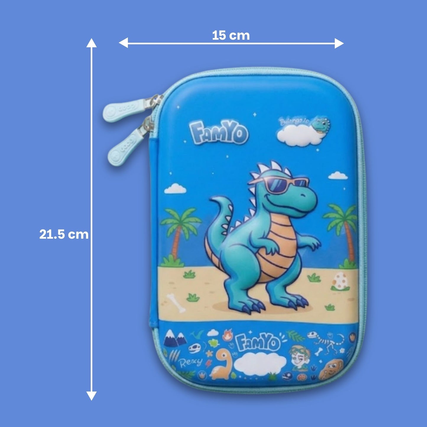 June the Unicorn & Rexy the Dinosaur Hard Shell Pencil Pouch Combo for Kids | School Pencil Case | School Essentials Set