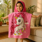 Pink Unicorn Poncho Bath Towel for Kids, 1-7 years | Quick-Drying Microfiber Kids Towel Famyo Shop WH