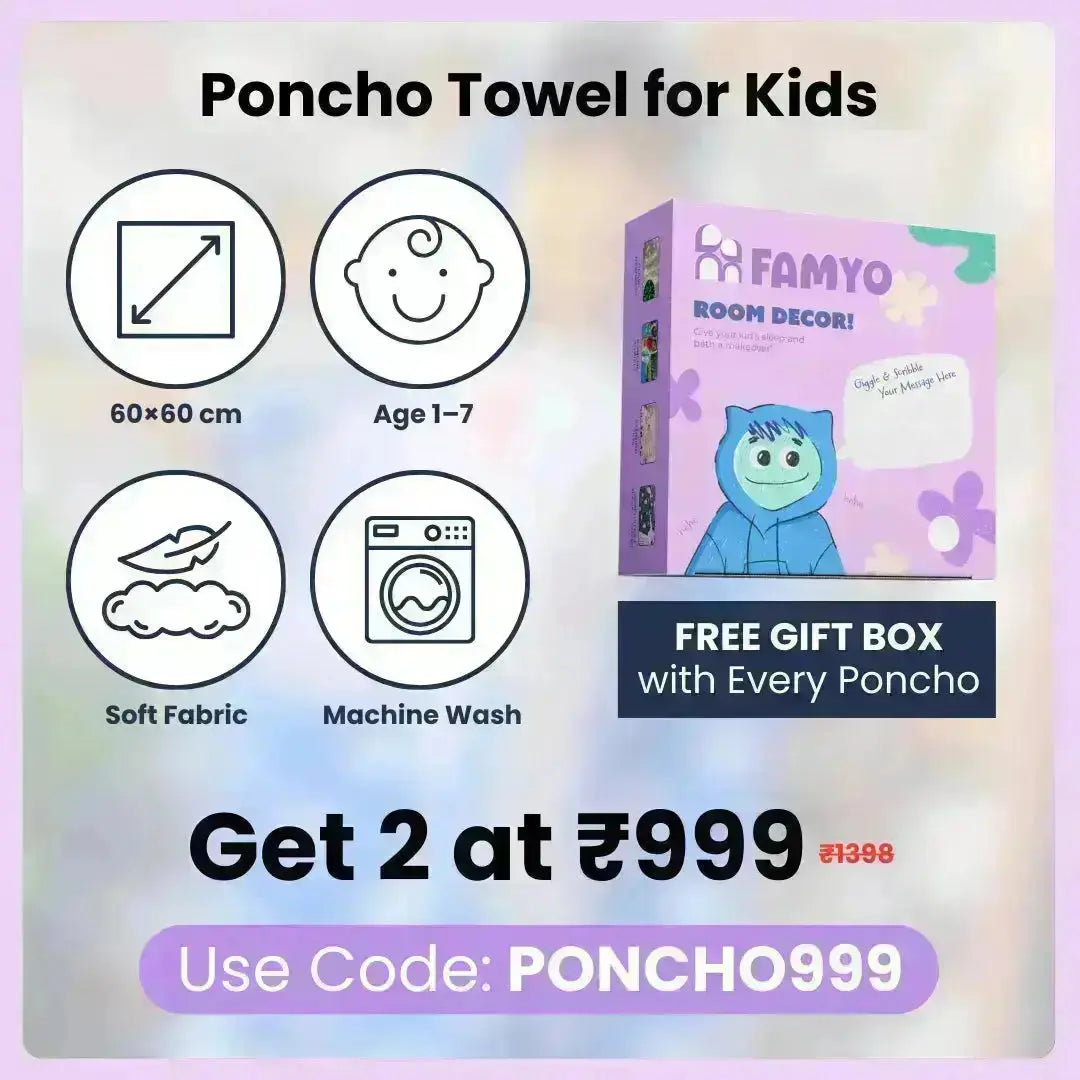 Poncho Towel for Kids, 1-7 Years | Perfect for Gifting | Kids Bath Towel