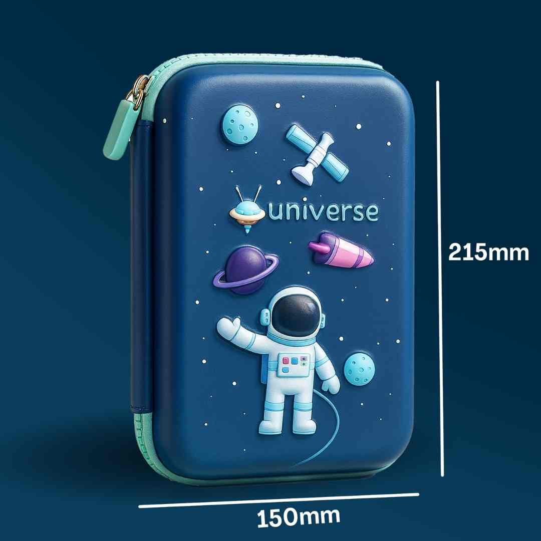 Famyo EVA space pencil case for kids with zip closure and compartments