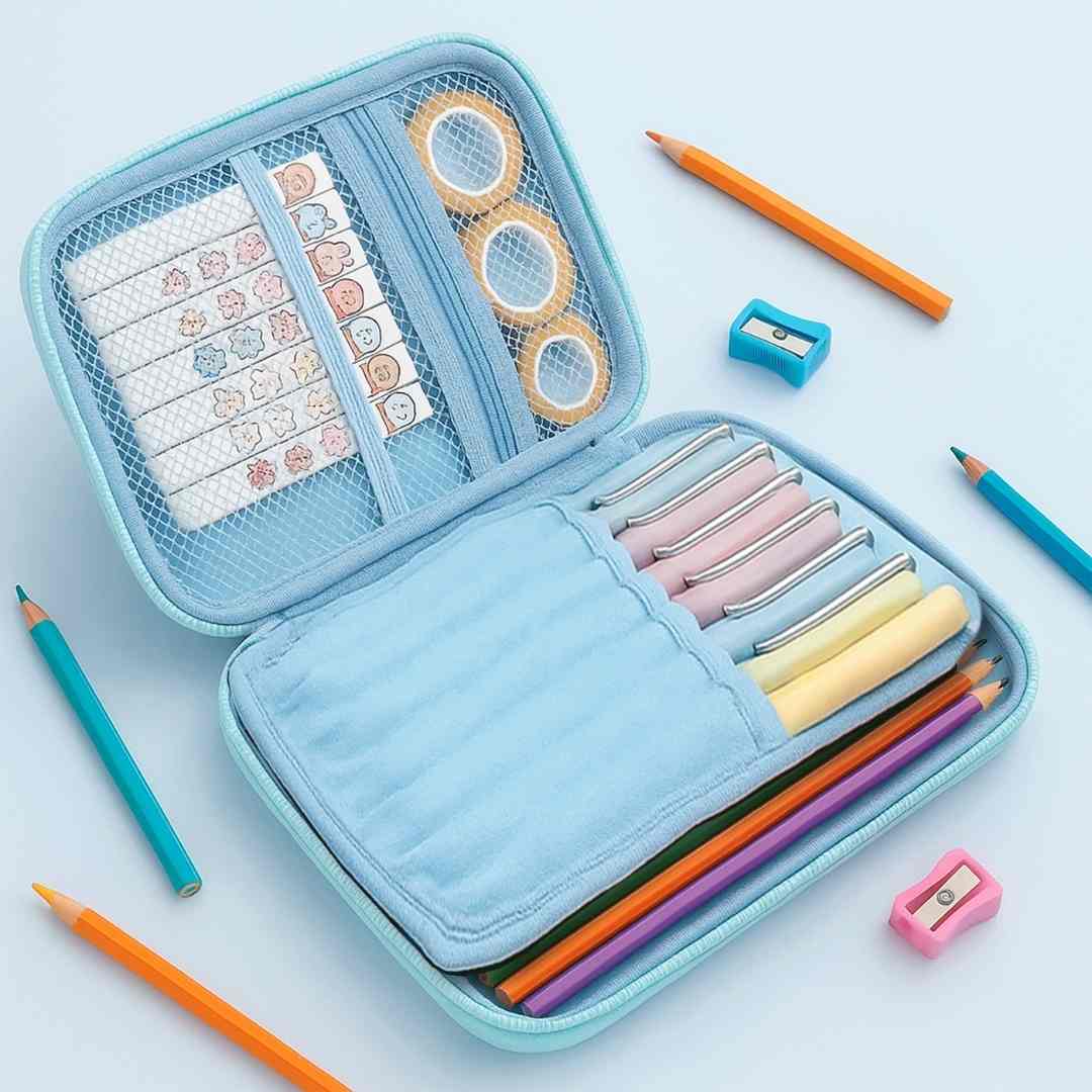 Famyo Blue Space Pencil Box for Kids – Hard Shell Pencil Case for School Boys Girls