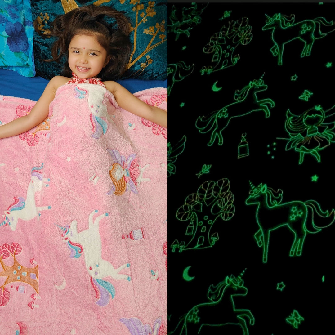 Fairy Glow in The Dark Blanket for Kids | 200 x 152cm, 0-15 Years, Queen Size Flannel Blanket | Birthday Gift for Kids Bed, Sofa, or Couch