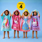 Pack of 4 - Famyo Hooded Poncho towels for kids - june the unicorn, magical princess, magic beach and purple june poncho towels - best for gifting