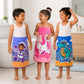 June the Unicorn, Leo the Astronaut and Rexy the Dino kids towel combo pack of 3 featuring soft quick-dry terry towels, lightweight absorbent fabric, 70 × 140 cm size, and ideal for bath, beach, pool, swimming, travel, and everyday use.