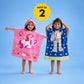 Astro & June the Unicorn Hooded Poncho Towels for Kids, Set of 2 | Microfiber Bath Towels