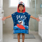Dark Blue Shark Dive Hooded Poncho Towel for Kids | Quick-Dry, Highly Absorbent Microfiber Bath Towel