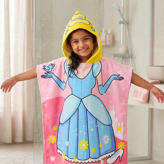 Magical Princess Hooded Poncho Towel for Kids | Quick-Dry, Highly Absorbent Microfiber Bath Towel