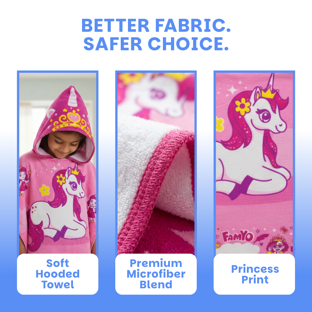 Famyo Unicorn Poncho hooded towel for kids 