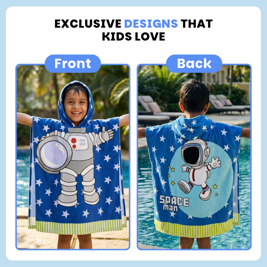 Famyo Astro Design Hooded poncho towel for kids - kids poncho towel