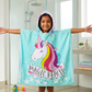 Magic Beach hooded poncho towel for kids featuring soft quick-dry terry fabric, lightweight absorbent design, wearable hood with knee-length coverage, and ideal for bath, beach, pool, swimming, travel, and everyday use.