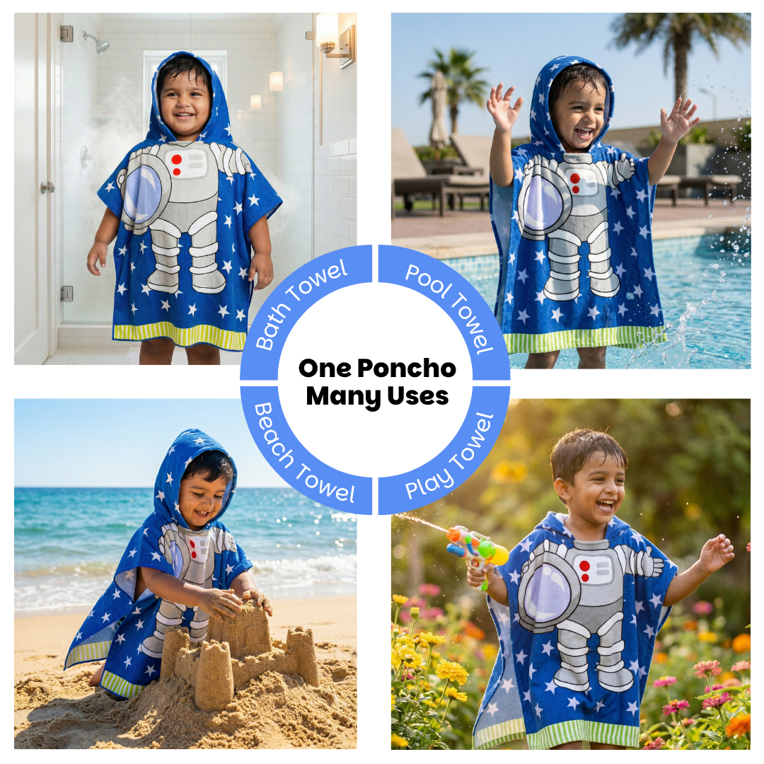 Famyo Astro Design Hooded poncho towel for kids - kids poncho towel - bath - pool - beach - play time
