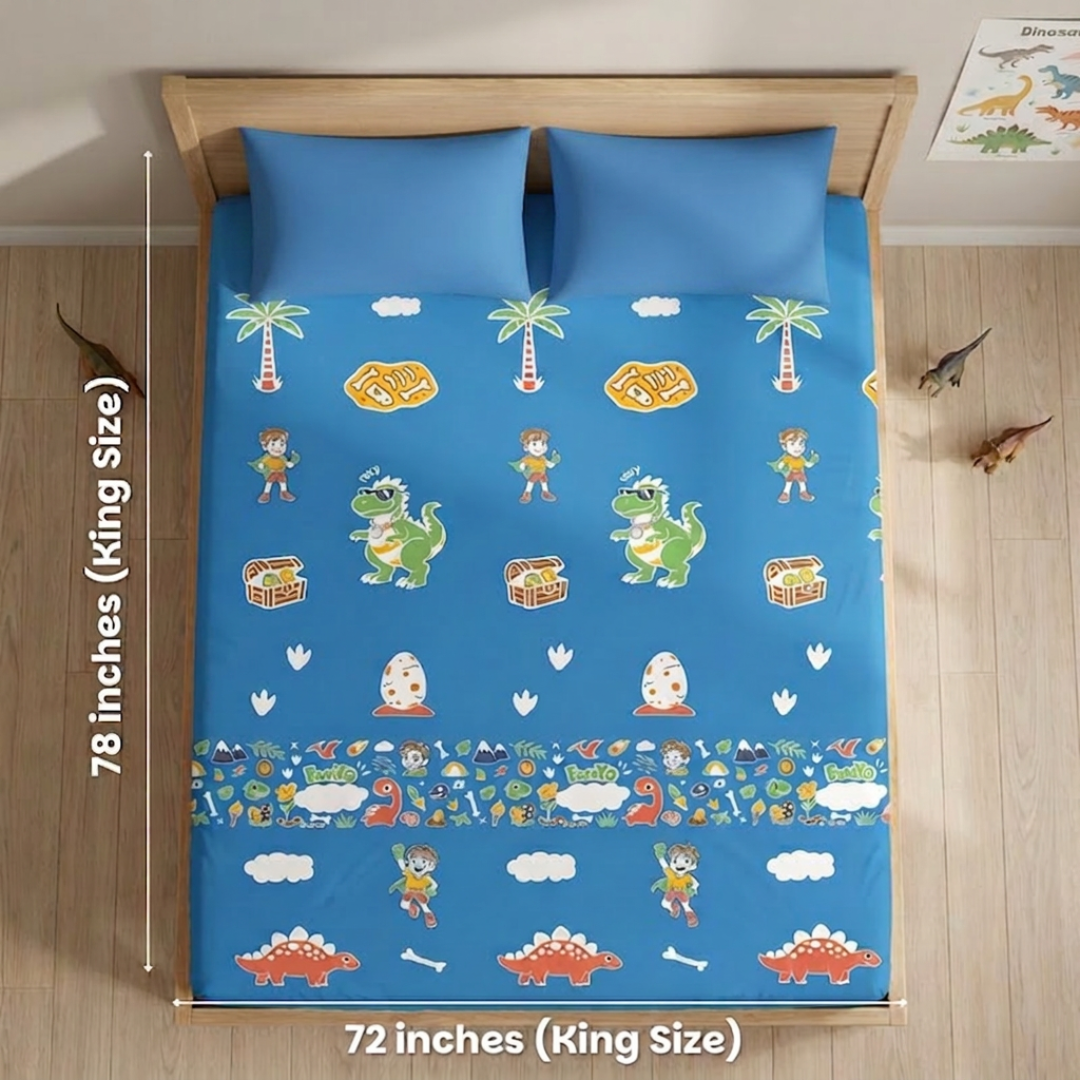 Famyo glow bedsheet set for kids  - king size bedsheet -78 inches, 72 inches