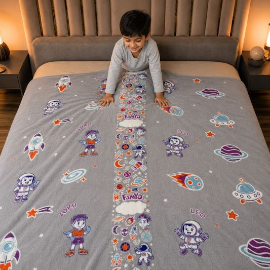 Leo the Astronaut Glow Blanket – Glow Maxx Series | Soft Flannel AC Blanket for All-Season | Perfect Gift for Kids