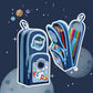 Leo Astronaut 900 ml stainless steel water bottle and Blue Space soft shell pencil pouch combo for kids featuring 3-compartment stationery storage, lightweight design, durable construction, and ideal for school, travel, and everyday use.