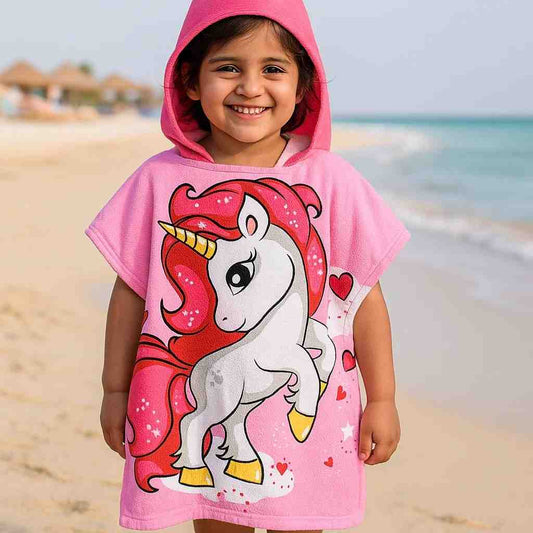Pink Unicorn Poncho Towel for kids - Famyo towel