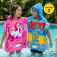 Rexy the Dino & June Unicorn Hooded Bath Towel, Set of 2 | 100% Microfiber Poncho Towel for Kids (1-7 Years)