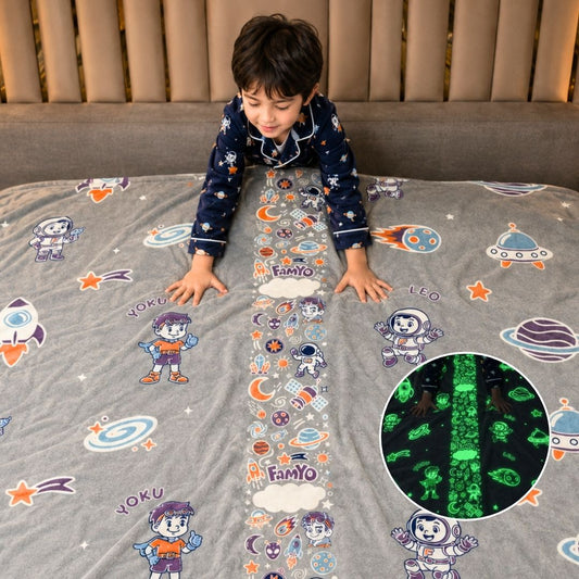 Leo the Astronaut Glow Blanket – Glow Maxx Series | Soft Flannel AC Blanket for All-Season | Perfect Gift for Kids